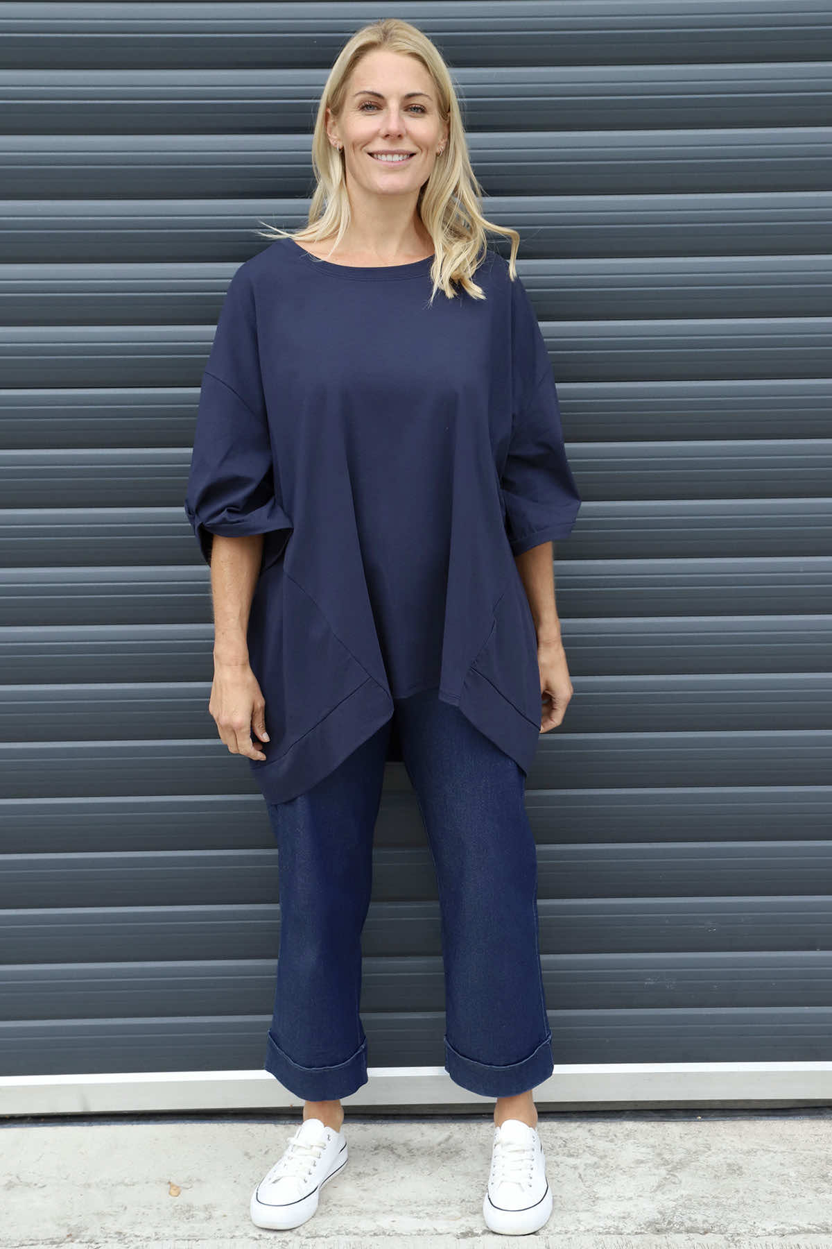 Bianca Cotton Top Navy