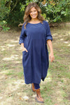 Penelope Pocket Needlecord Dress Navy