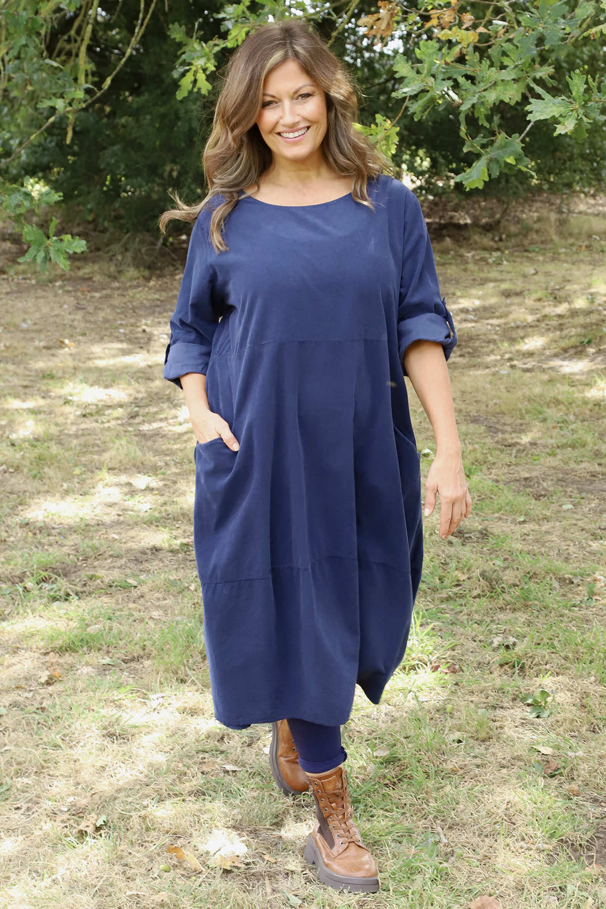 Penelope Pocket Needlecord Dress Navy