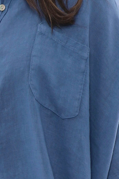 Par Linen Shirt Denim Blue - Image 2