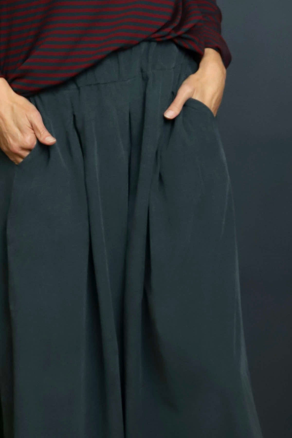 Trish Wide Leg Needlecord Trousers Charcoal