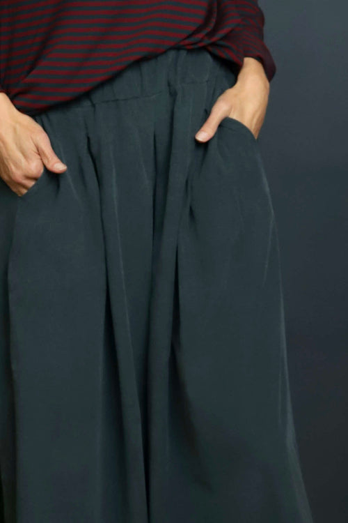 Trish Wide Leg Needlecord Trousers Charcoal - Image 3