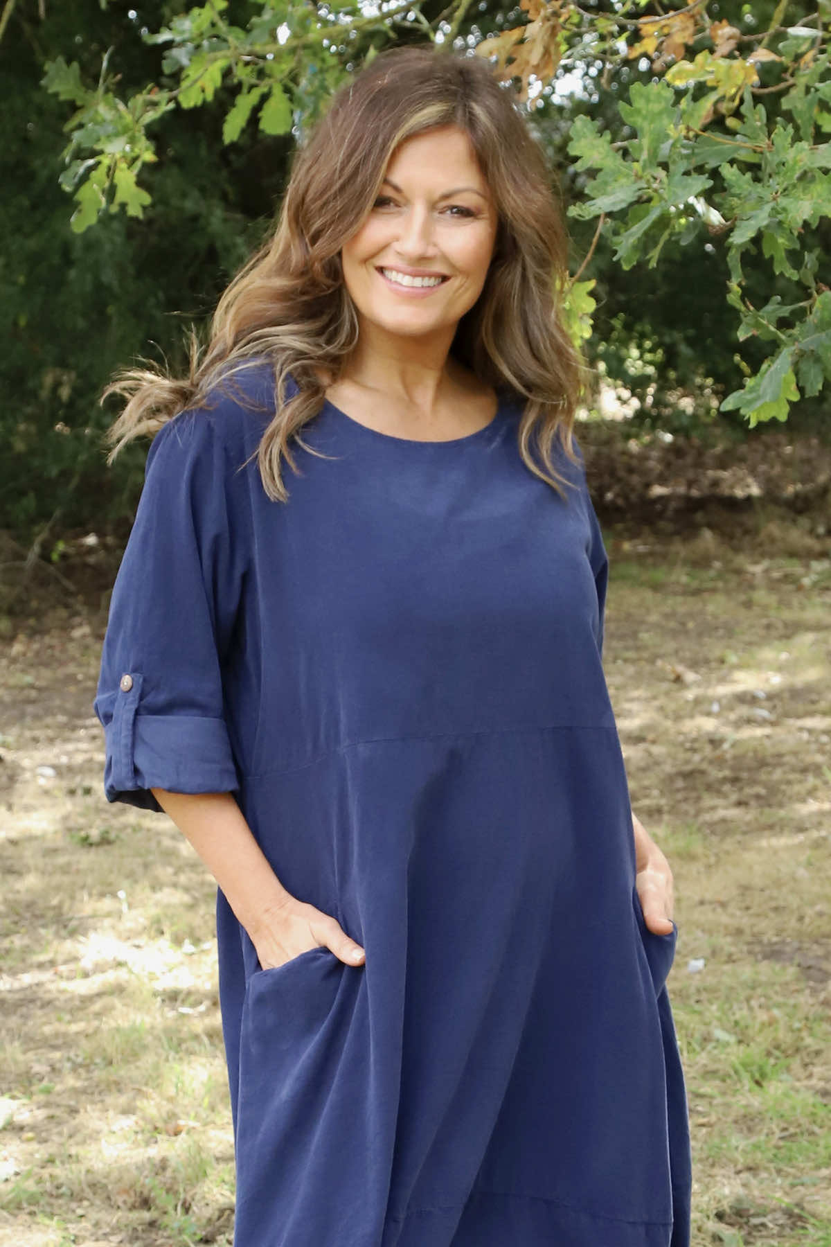 Penelope Pocket Needlecord Dress Navy