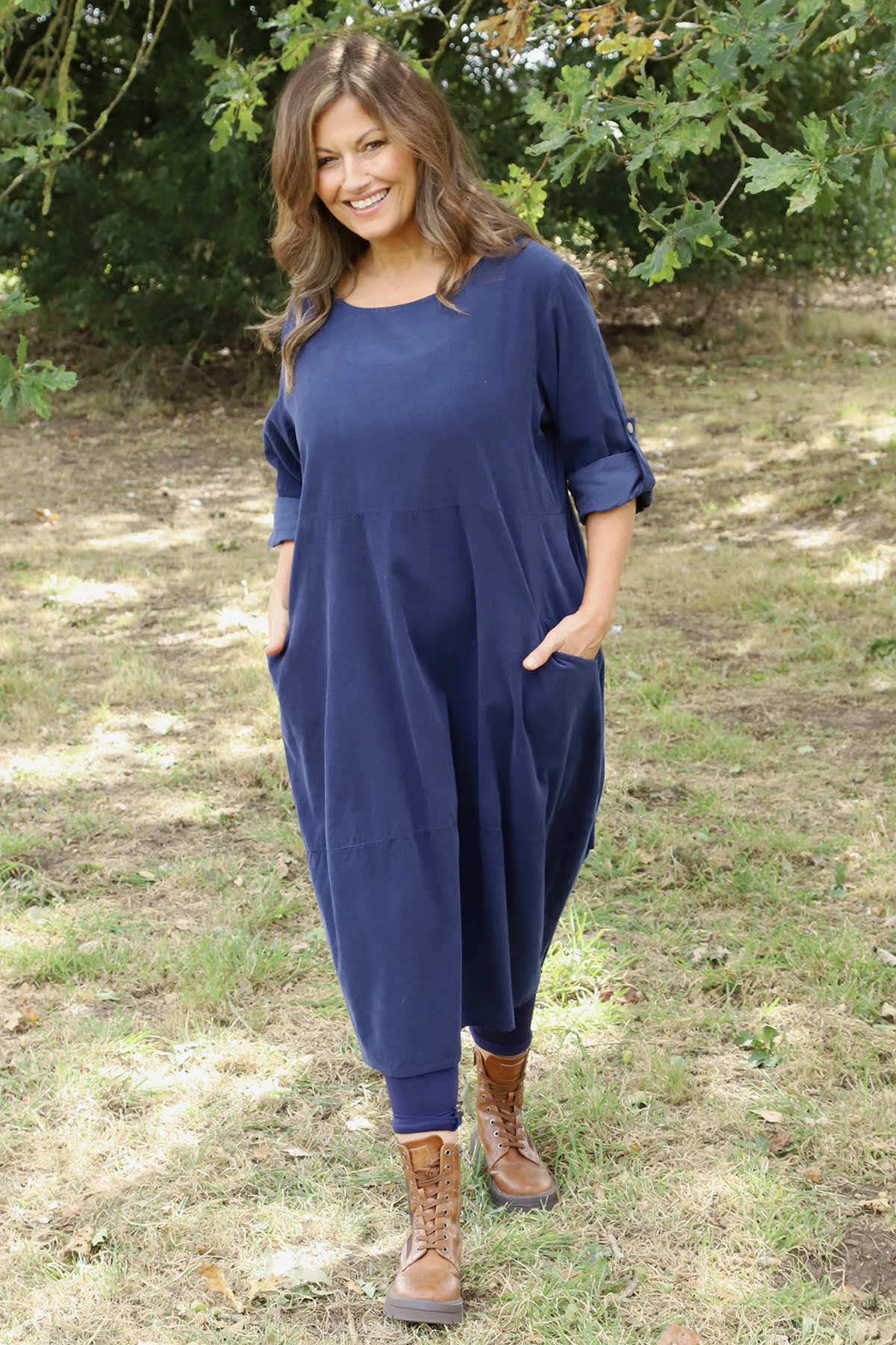 Penelope Pocket Needlecord Dress Navy