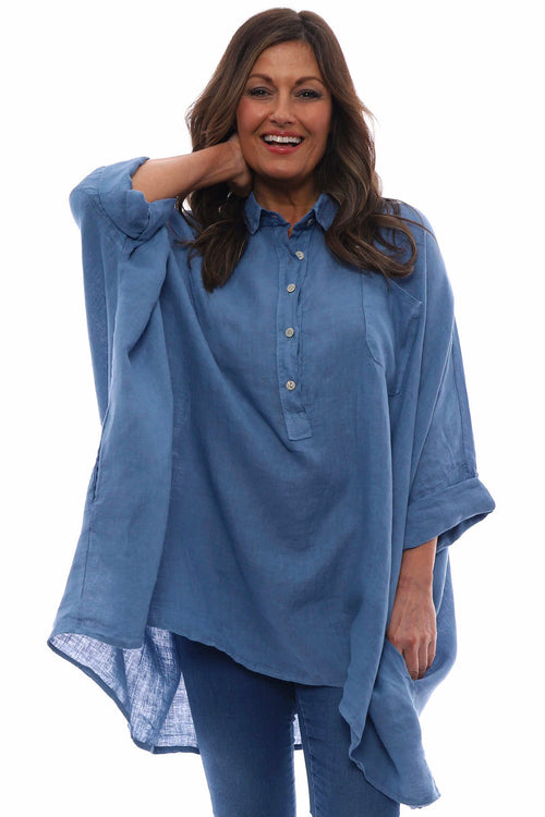 Par Linen Shirt Denim Blue - Image 1