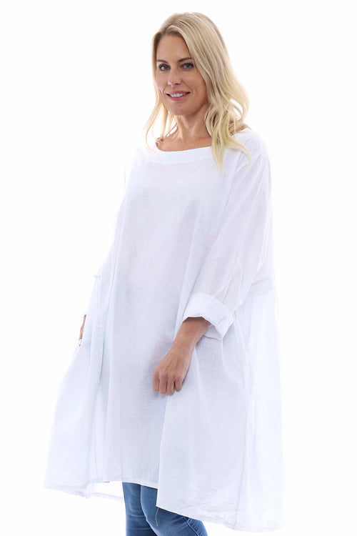 Maisie Washed Linen Tunic White - Image 2