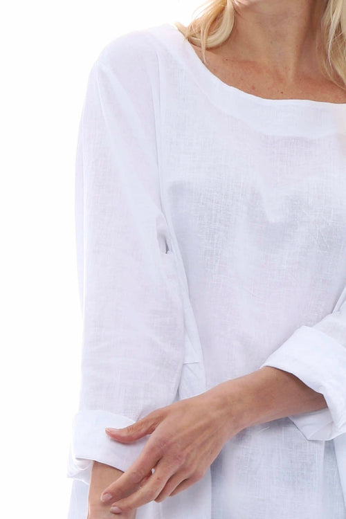 Maisie Washed Linen Tunic White - Image 3