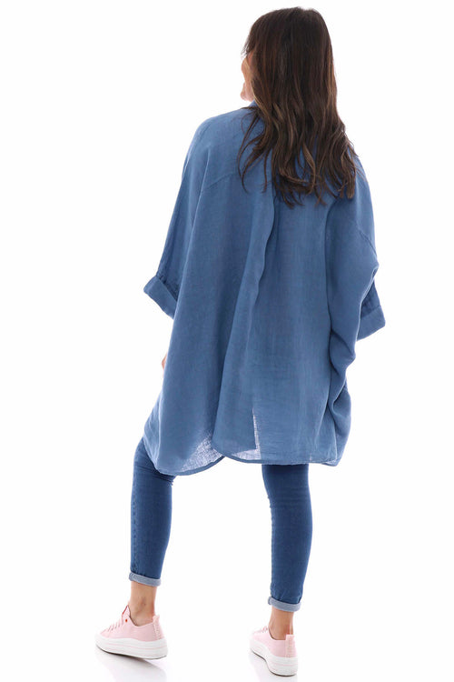 Par Linen Shirt Denim Blue - Image 6