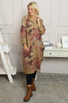 Owena Print Cotton Dress Camel