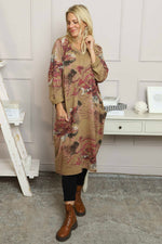 Owena Print Cotton Dress Camel Camel - Owena Print Cotton Dress Camel