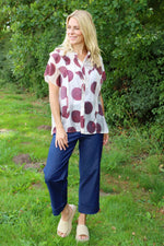 Skye Spot Print Frill Shirt Wine Wine - Skye Spot Print Frill Shirt Wine