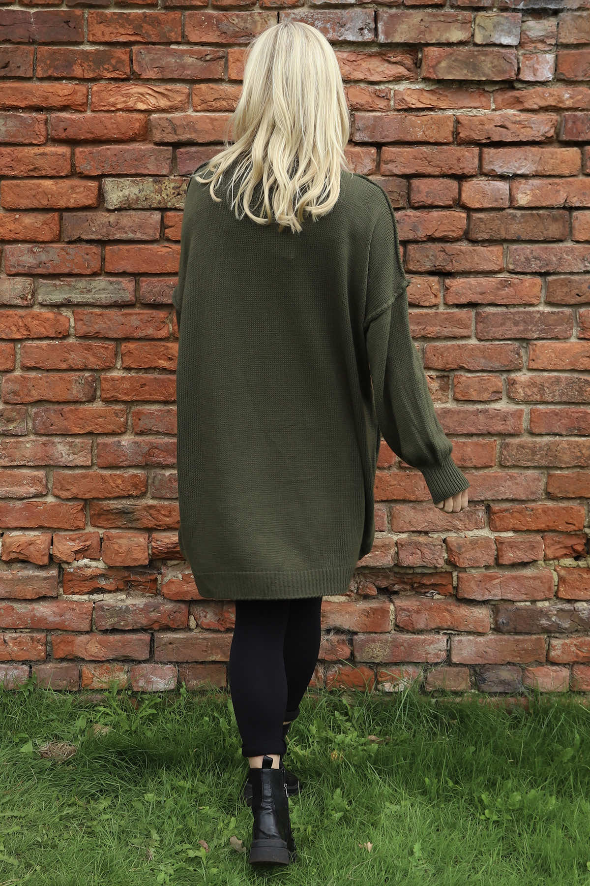 Bridie Polo Neck Knitted Tunic Khaki