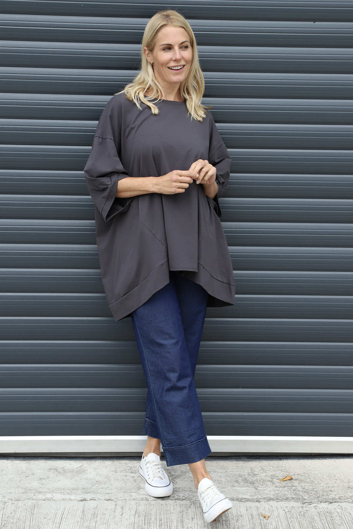 Bianca Cotton Top Charcoal