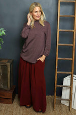 Lyssa Cowl Neck Stripe Top Marl Grey Marl Grey - Lyssa Cowl Neck Stripe Top Marl Grey