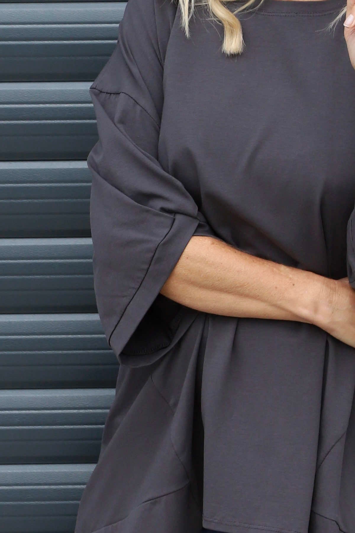 Bianca Cotton Top Charcoal