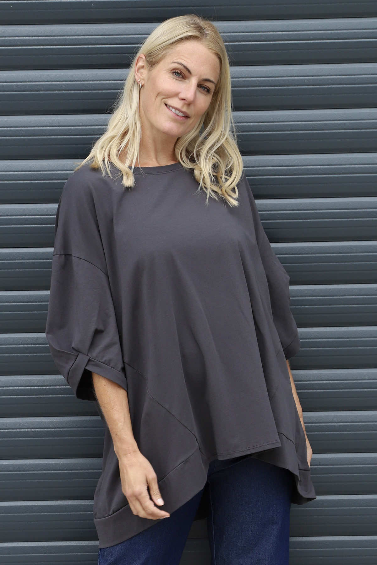 Bianca Cotton Top Charcoal