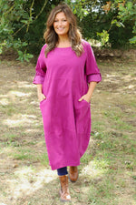 Penelope Pocket Needlecord Dress Magenta Magenta - Penelope Pocket Needlecord Dress Magenta