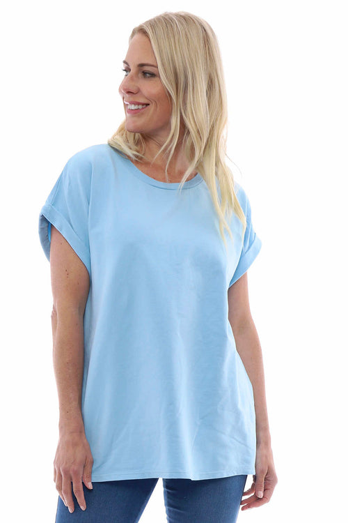 Rebecca Rolled Sleeve Top Powder Blue - Image 2