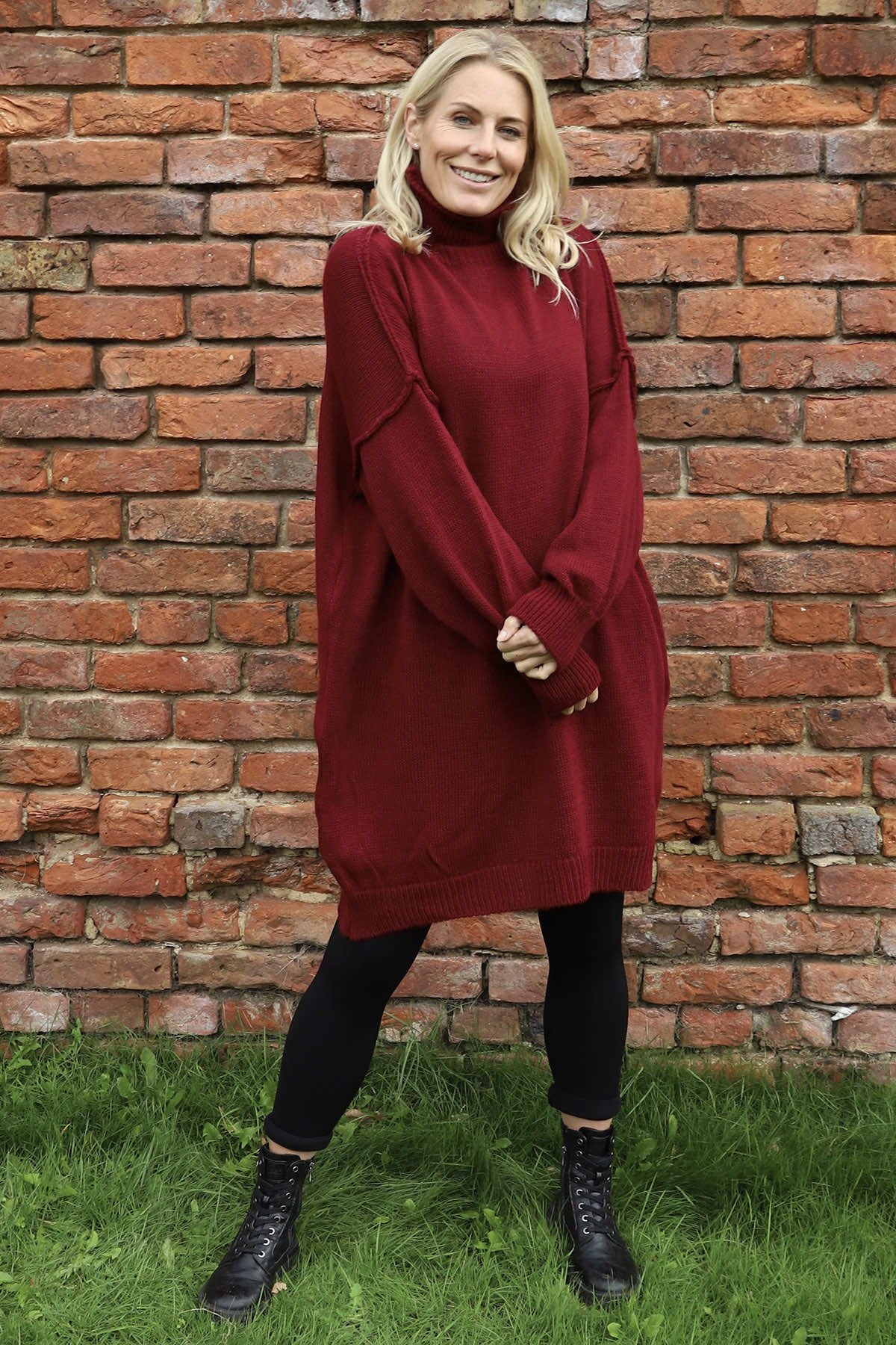 Bridie Polo Neck Knitted Tunic Wine