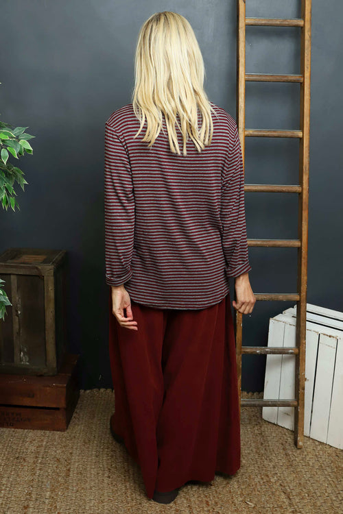 Lyssa Cowl Neck Stripe Top Marl Grey - Image 4