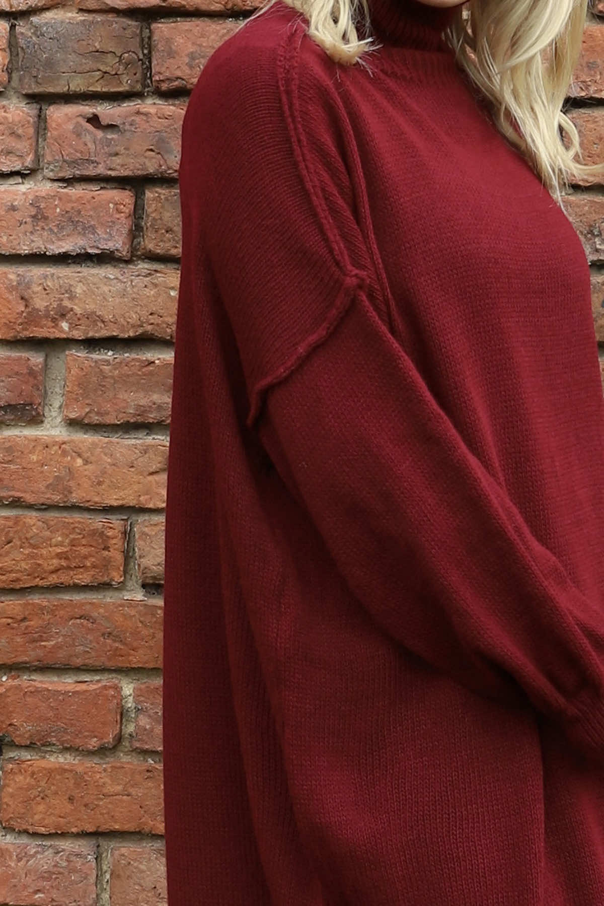 Bridie Polo Neck Knitted Tunic Wine