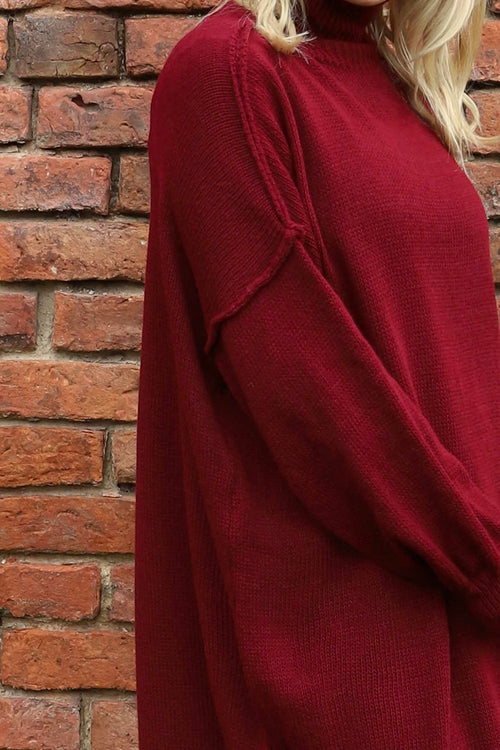 Bridie Polo Neck Knitted Tunic Wine - Image 3