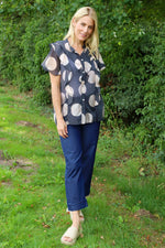 Skye Spot Print Frill Shirt Charcoal Charcoal - Skye Spot Print Frill Shirt Charcoal