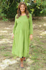 Sandown Long Sleeve Puffball Cotton Dress Olive