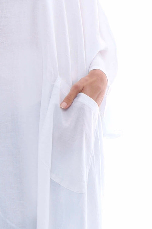 Elham Washed Linen Dress White - Image 2