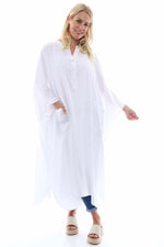 Elham Washed Linen Dress White White - Elham Washed Linen Dress White