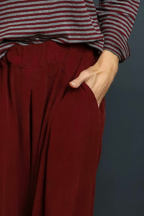 Trish Wide Leg Needlecord Trousers Wine - Image 3