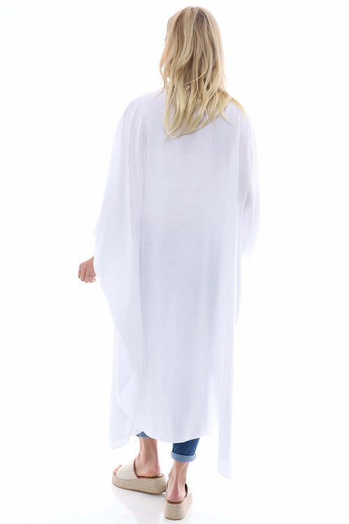 Elham Washed Linen Dress White - Image 6