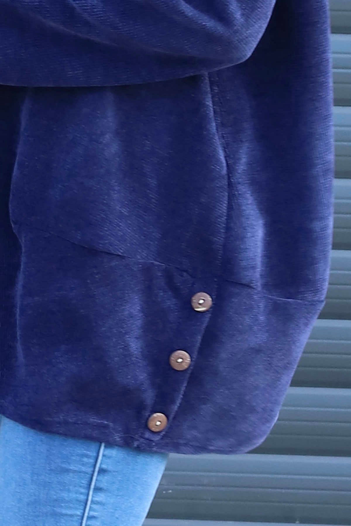 Kiera Button Detail Cord Top Navy