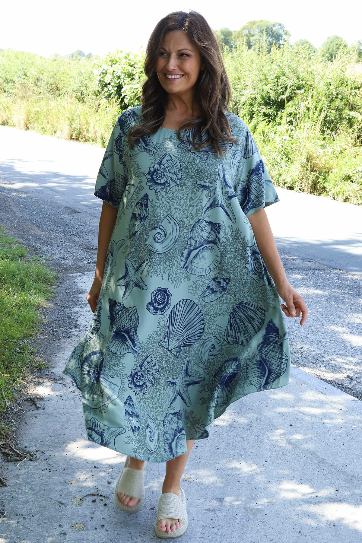 Ninetta Shell Print Dress Khaki