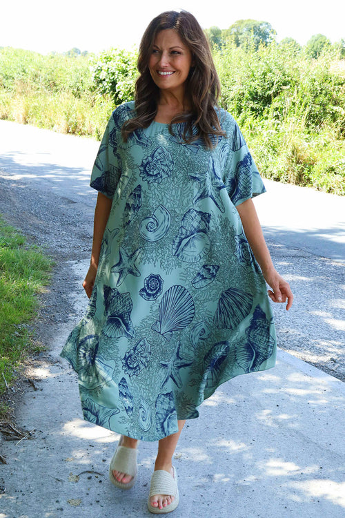 Ninetta Shell Print Dress Khaki - Image 3