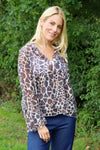 Edith Print Tie Front Top Cocoa