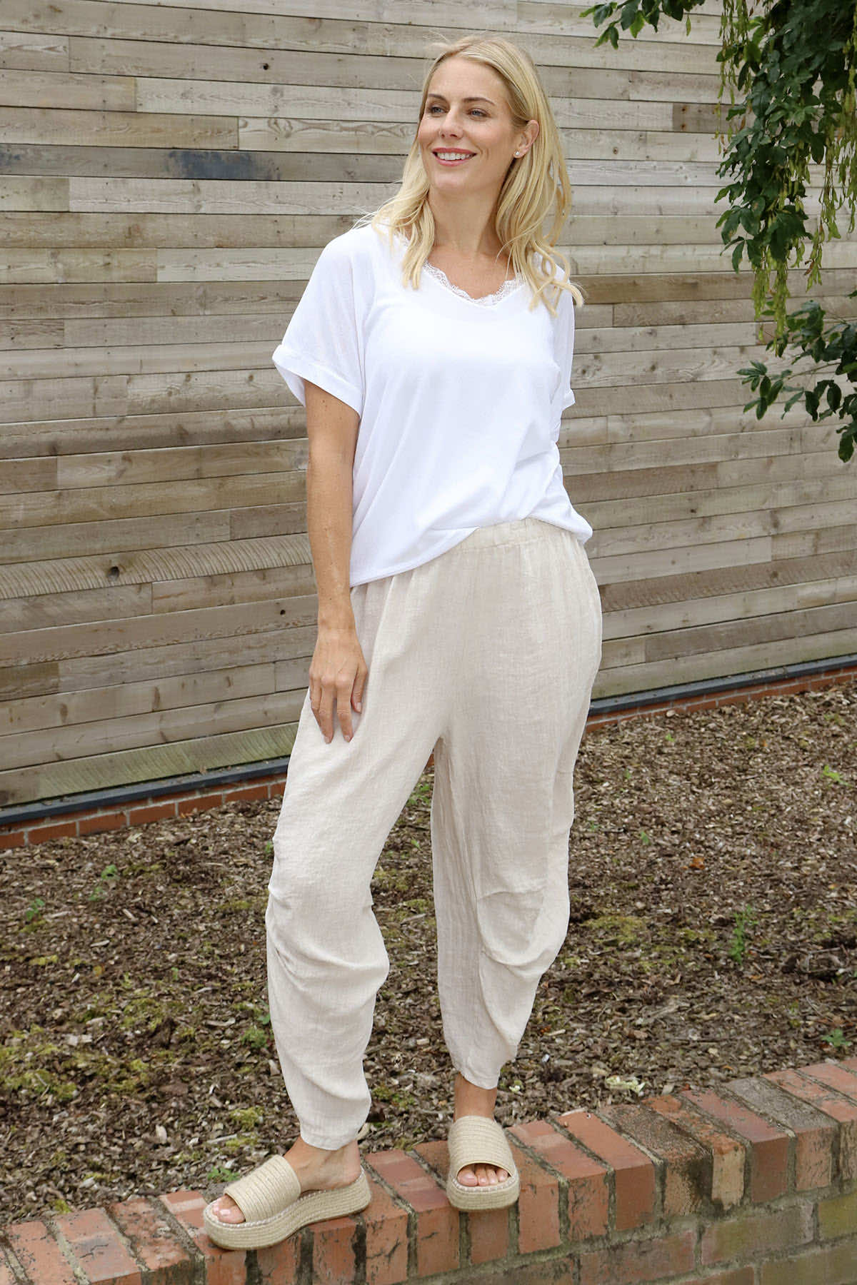 Nalini Linen Trousers Stone
