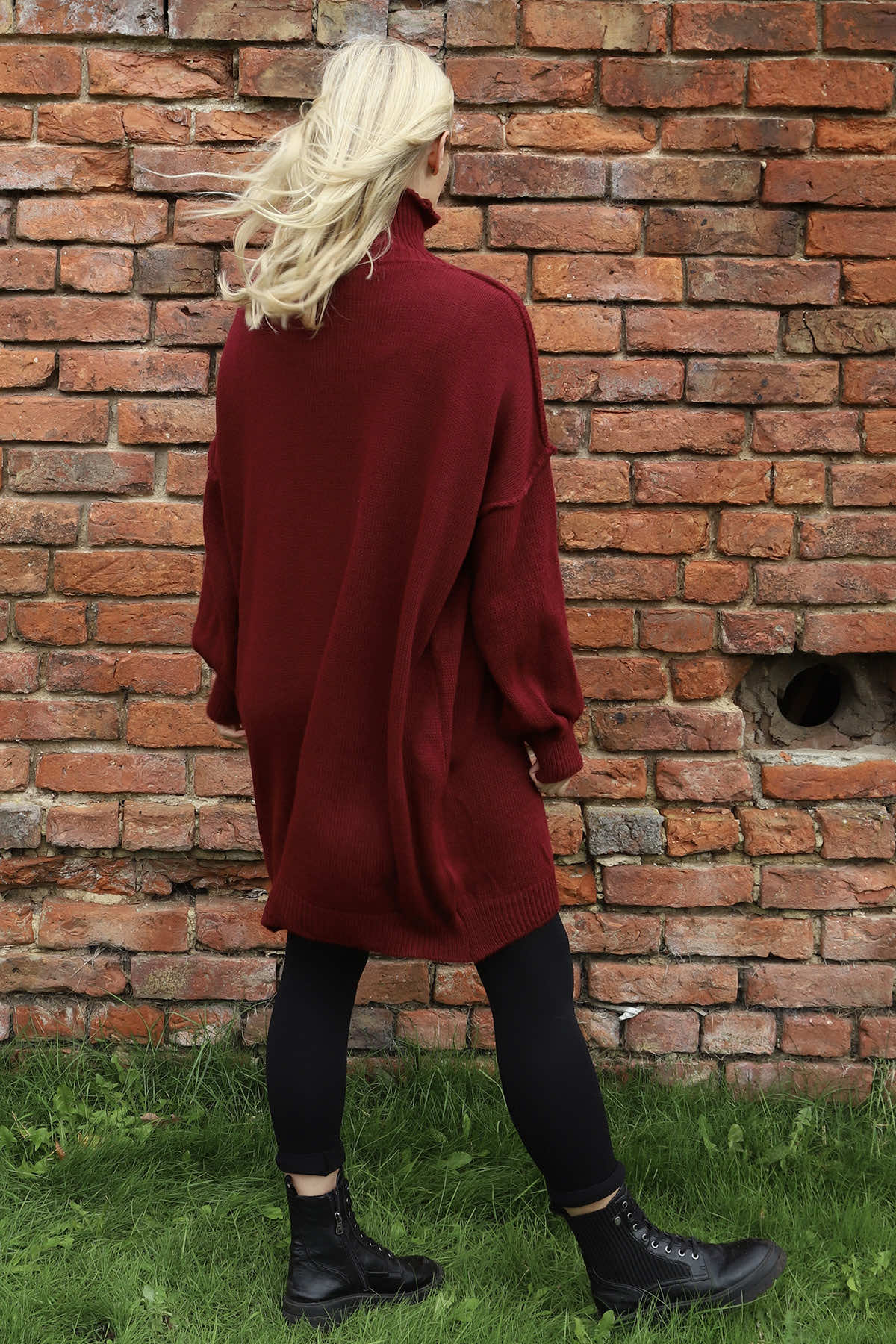 Bridie Polo Neck Knitted Tunic Wine