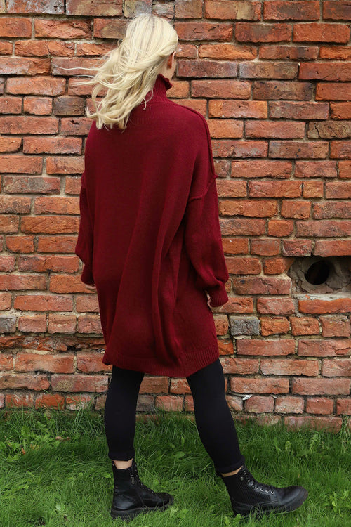 Bridie Polo Neck Knitted Tunic Wine - Image 4