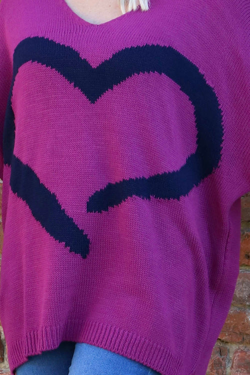 Roxanna Heart Knitted Jumper Berry - Image 3