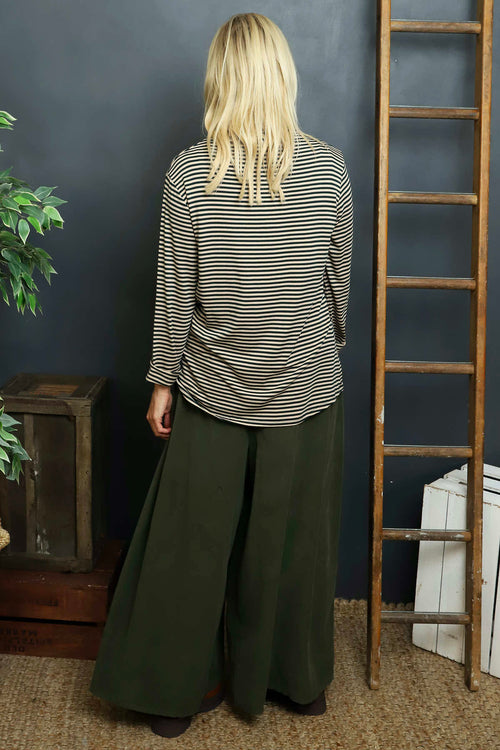 Lyssa Cowl Neck Stripe Top Bottle Green - Image 4