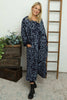 Darya Leopard Cotton Dress Navy