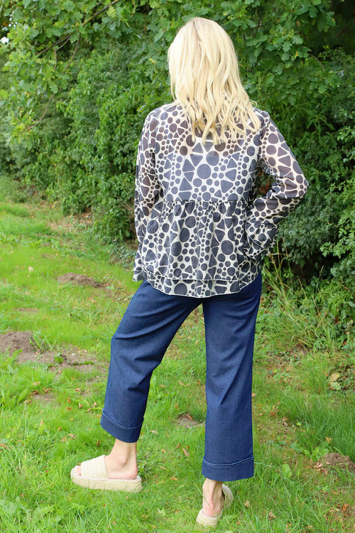 Edith Print Tie Front Top Cocoa - Image 4