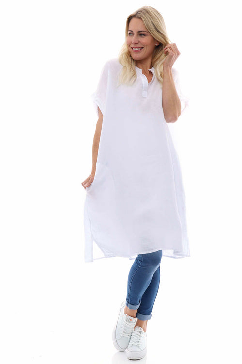 Lilling Linen Dress White - Image 4