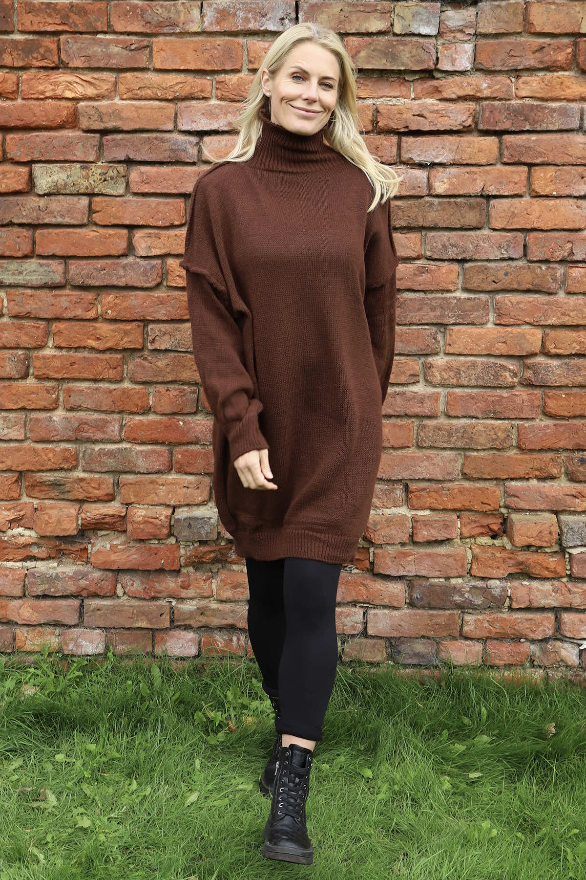 Bridie Polo Neck Knitted Tunic Cocoa