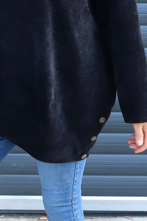 Kiera Button Detail Cord Top Black - Image 3