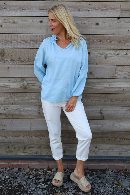 Charmaine Linen Top Light Blue - Image 2
