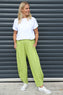 Jacinda Stripe Cotton Trousers Olive