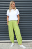 Jacinda Stripe Cotton Trousers Olive