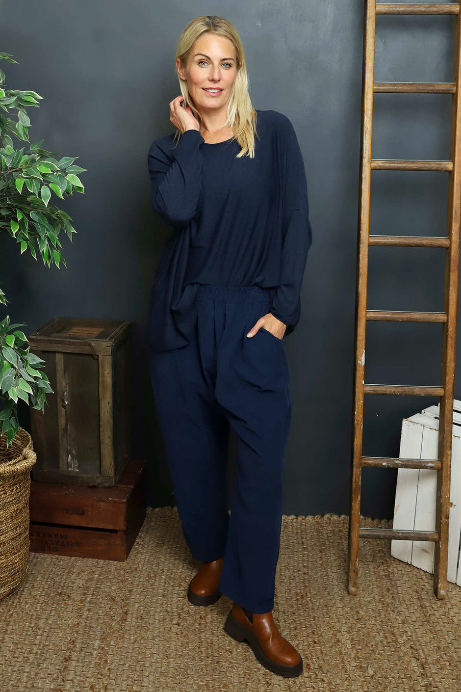 Myleene Needlecord Trousers Navy